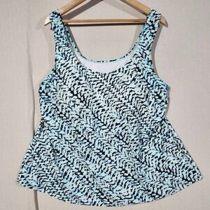Swimsuits For‎ All Blue Black Abstract Chevron Tankini Top Size 24 Swim Beach